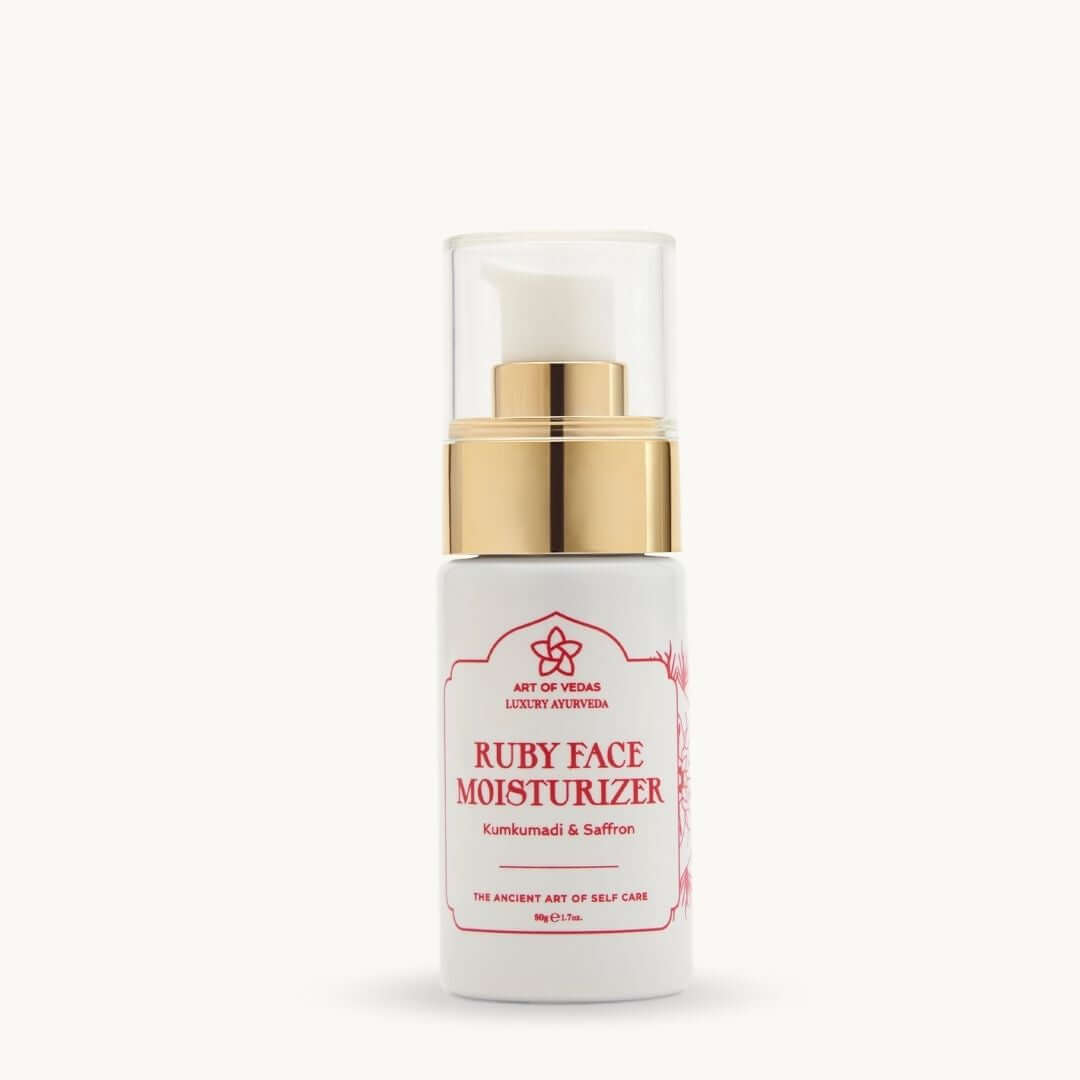Art of Vedas Ruby Face Moisturizer with Kumkumadi and Saffron - Luxury Ayurvedic Face Cream for Skin Brightening and Hydration