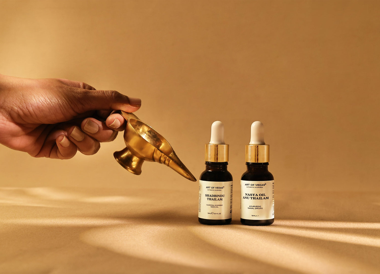 Art of Vedas Gokarna Nasya Ayurvedic Oils - Nasya Oil Bottles with Gold Nasal Applicator for Sinus and Nasal Care